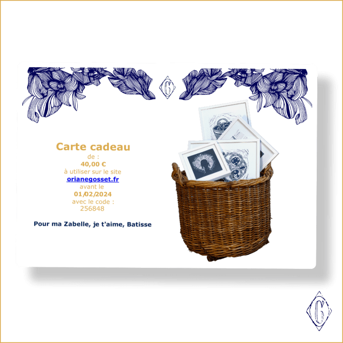 Carte cadeau montant au choix sur toute la boutique 